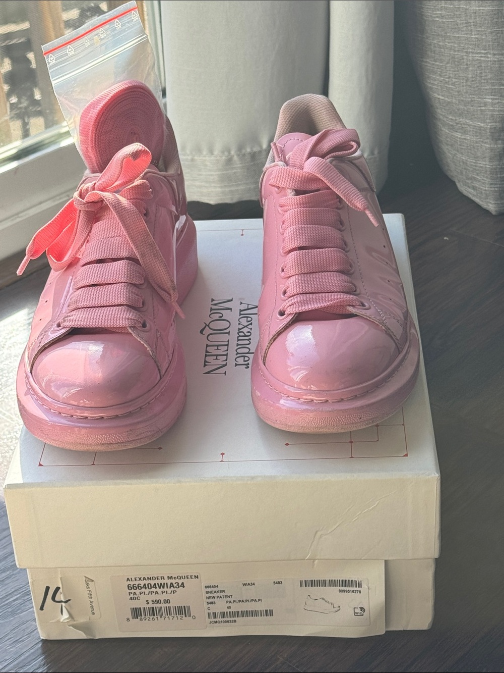 Alexander McQueen Glossy Pink Patent Sneakers